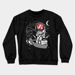 Astronaut Fishing Avalanche AVAX Coin To The Moon Crypto Token Cryptocurrency Blockchain Wallet Birthday Gift For Men Women Kids Crewneck Sweatshirt